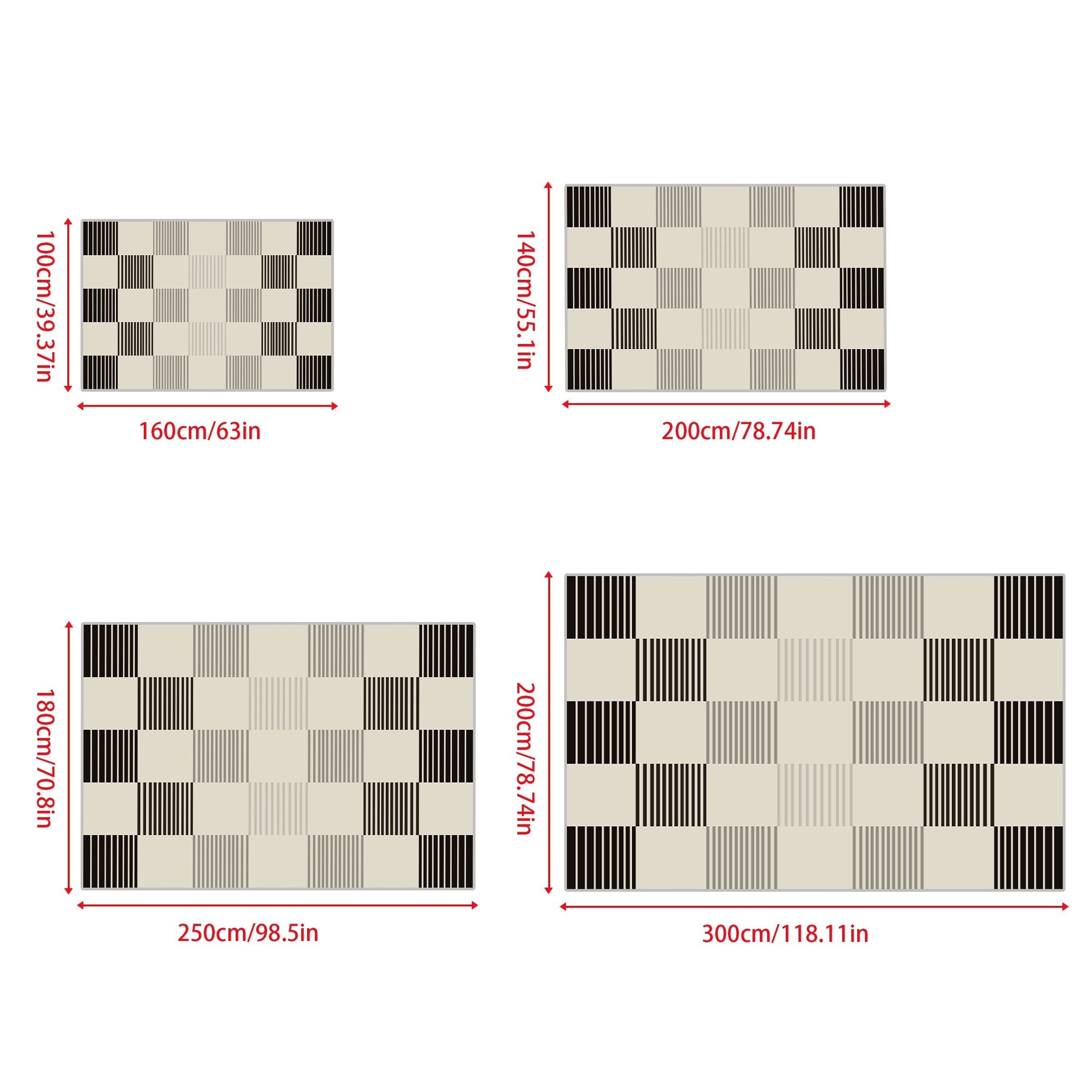 Large Non Slip Grid Patterned Carpet