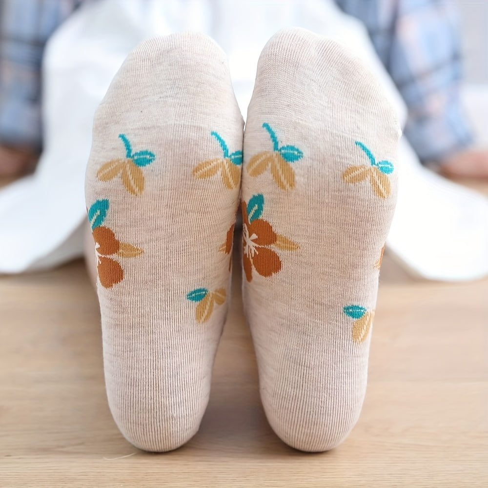 Women's Cotton Flowers Hidden No Show Boat Socks