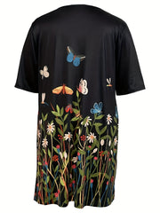  Casual Dress Women's Plus Graphic Print Half Sleeve