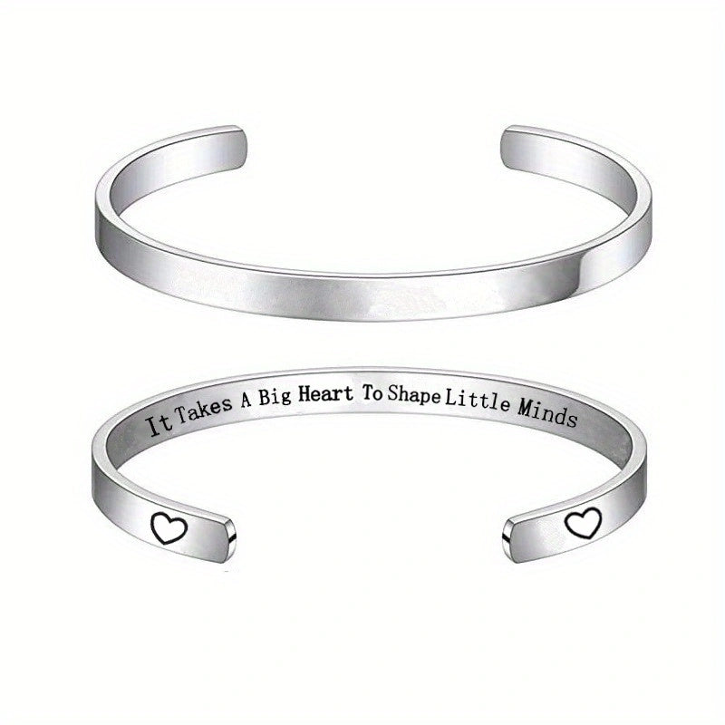 Stainless Steel Letters Cuff Bracelet for Teacher