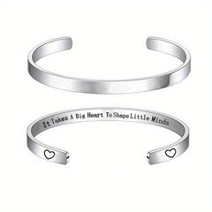 Stainless Steel Letters Cuff Bracelet for Teacher