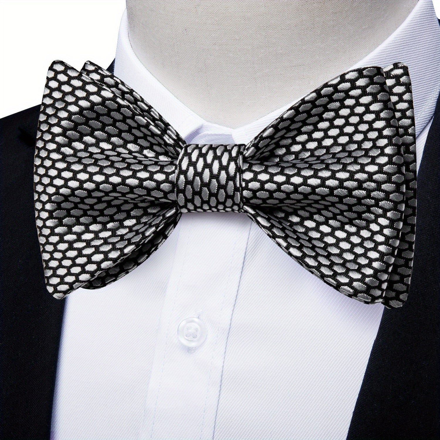 Formal Men's Silk Bow Tie Solid Pre self Bow Tie Square Cufflink Wedding Set
