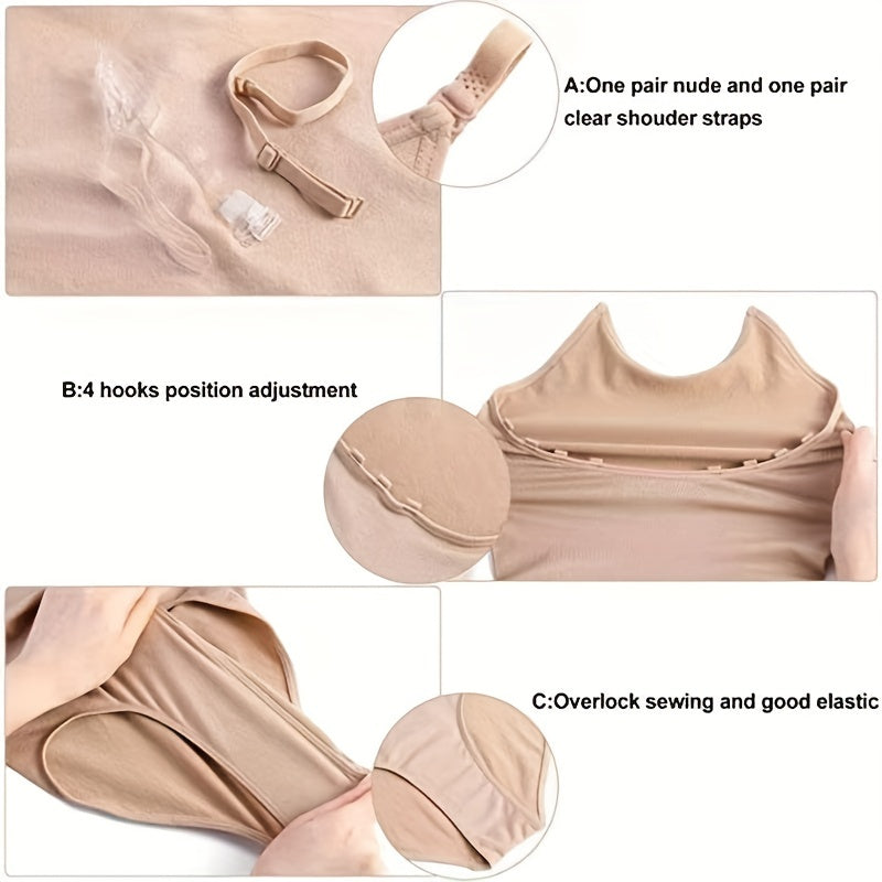Seamless Nude Camisole Leotard Dress with Transition Straps