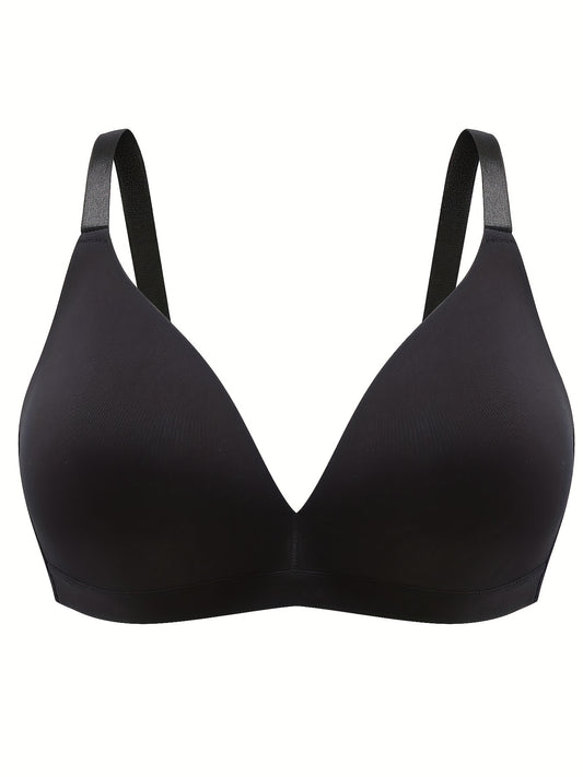 Plus Size Solid Wireless Push Up Soft Comfort Bra