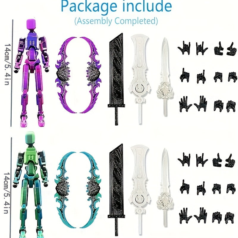 2 Pack T13 Action Figures 3D Printed Joint Robot w/ Weapons Desk Deco
