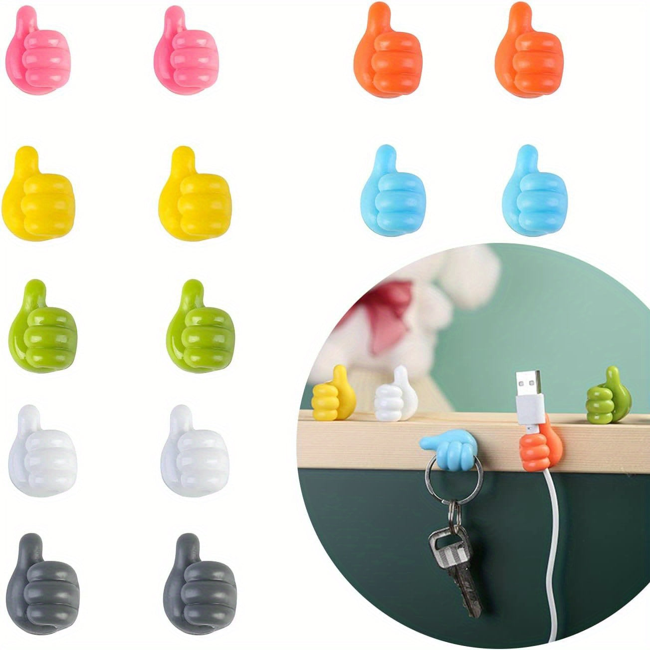 14pcs Self Adhesive Cable Organizer Clips Key Hook Holder