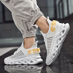Men's Colorblock Knit Lace Up Casual Shoes Lightweight Non Slip Sneaker