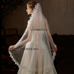 Ivory Bridal Veil for Wedding Ceremony and Photography