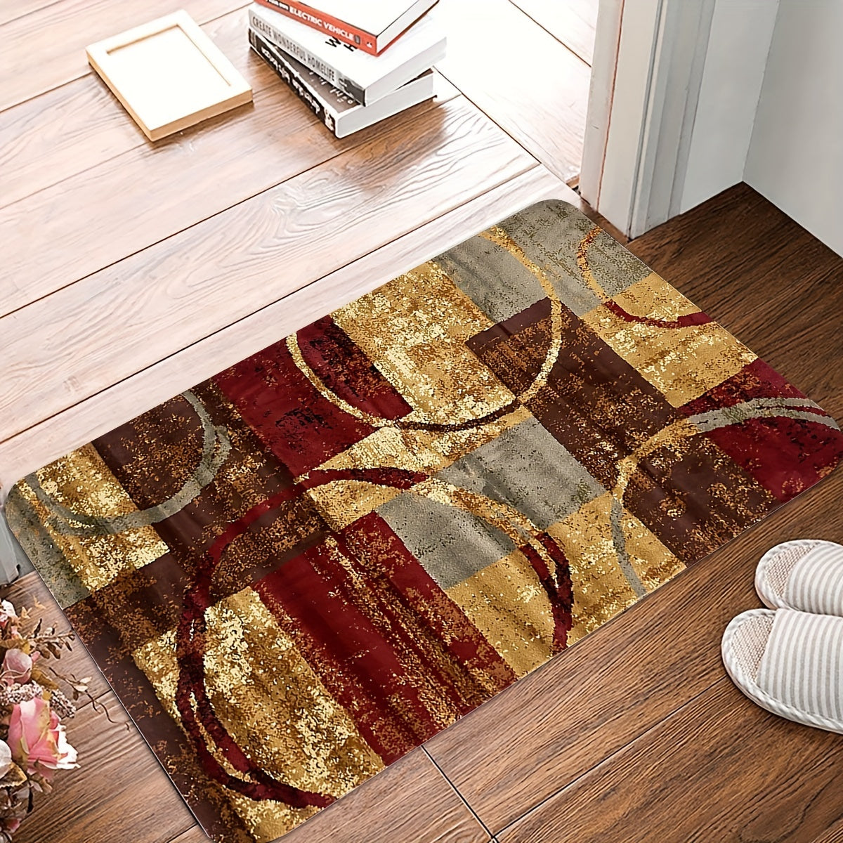 Vintage Circle PVC Floor Mat Soft Geometric Area Rug