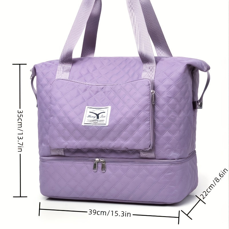 Argyle Pattern Travel Bag Large Capacity Duffel Bag with Shoes Compartment