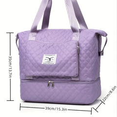 Argyle Pattern Travel Bag Large Capacity Duffel Bag with Shoes Compartment