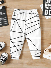 Baby Boy Geometric Print Pants with Leather Patch