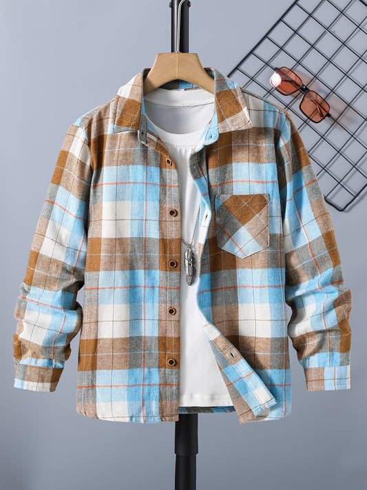 Toddler Boys Plaid Button Down Shirt Long Sleeve Outwear Jacket