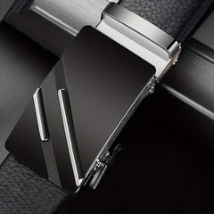 Men's 47in Faux Leather Auto Buckle Business Belt