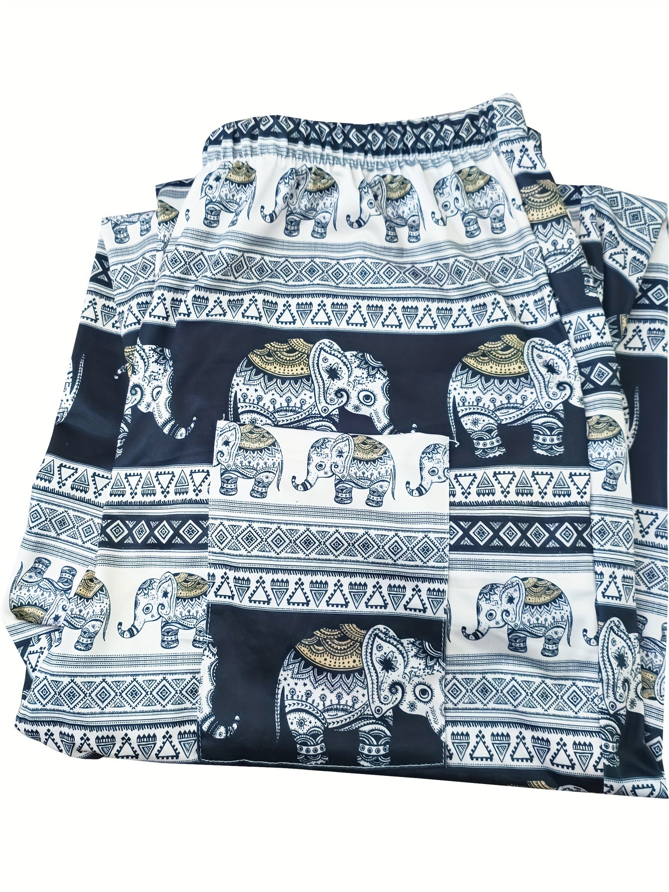 Boho Print High Rise Tapered Leg Pants with Pockets