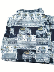 Boho Print High Rise Tapered Leg Pants with Pockets