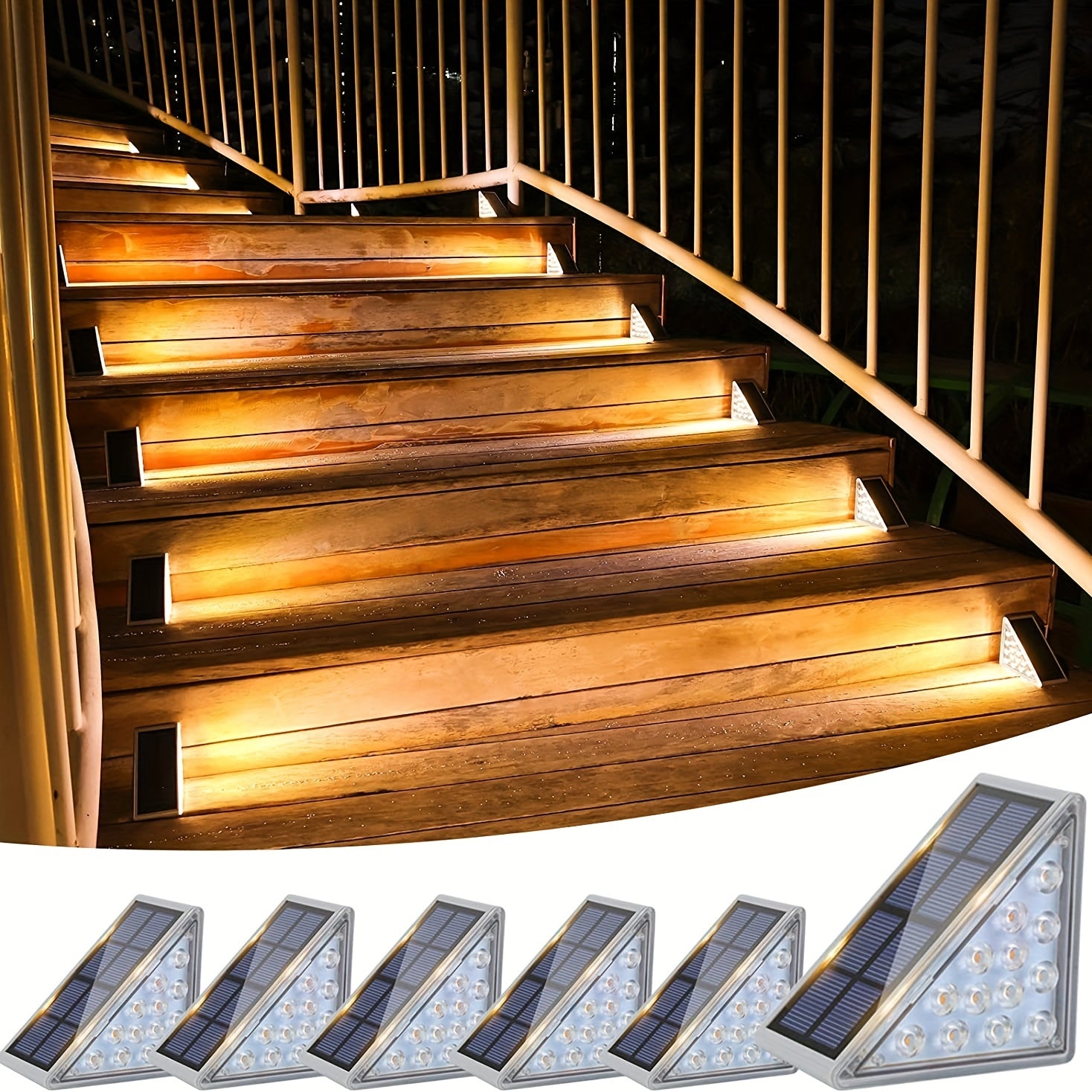 Solar Step Lights Outdoor Stair Lights Waterproof Auto On Off Decoration Lights