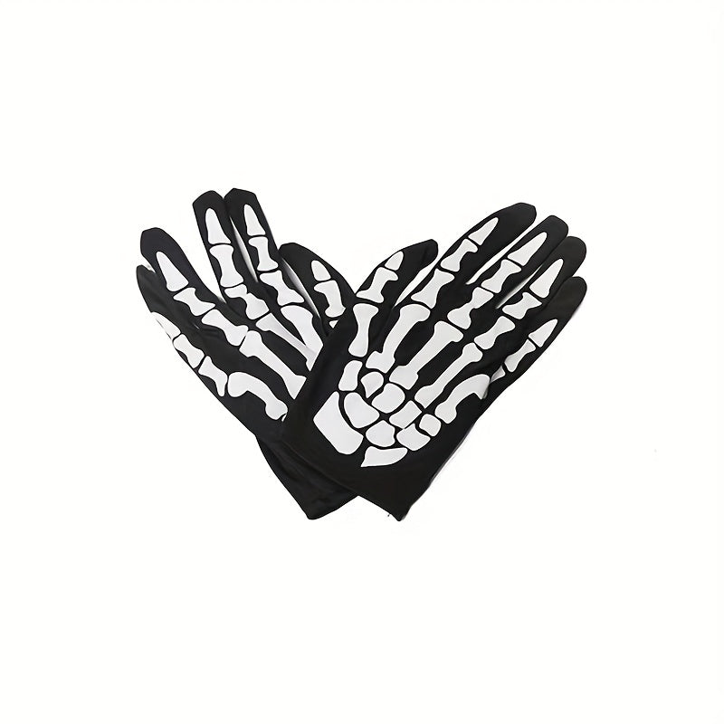 Punk Skeleton Claw Pattern Luminous Gloves for Halloween