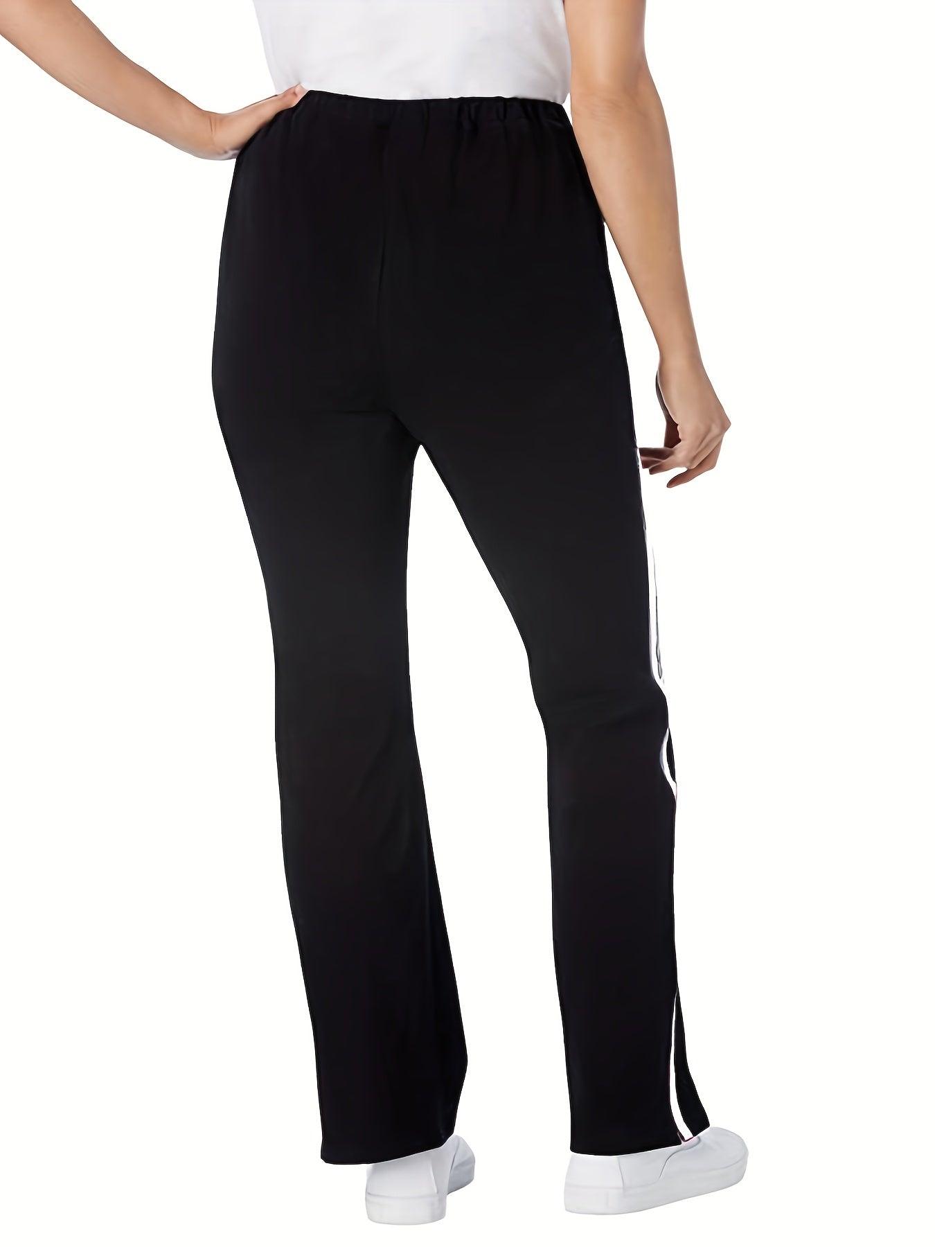  Women's Stripe Print Flared Leg Fitness Leggings