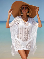  Sexy Cover Up Women's Plus Hollow Out Split Mini Dress