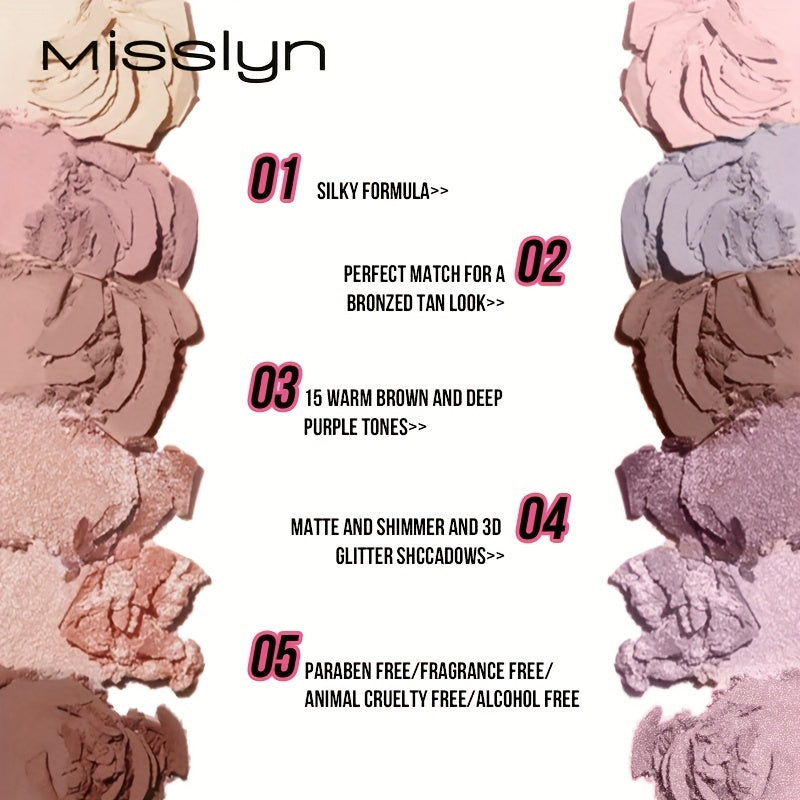 15 Shades Nude Eyeshadow Palette Natural Matte Shimmer Glitter Makeup