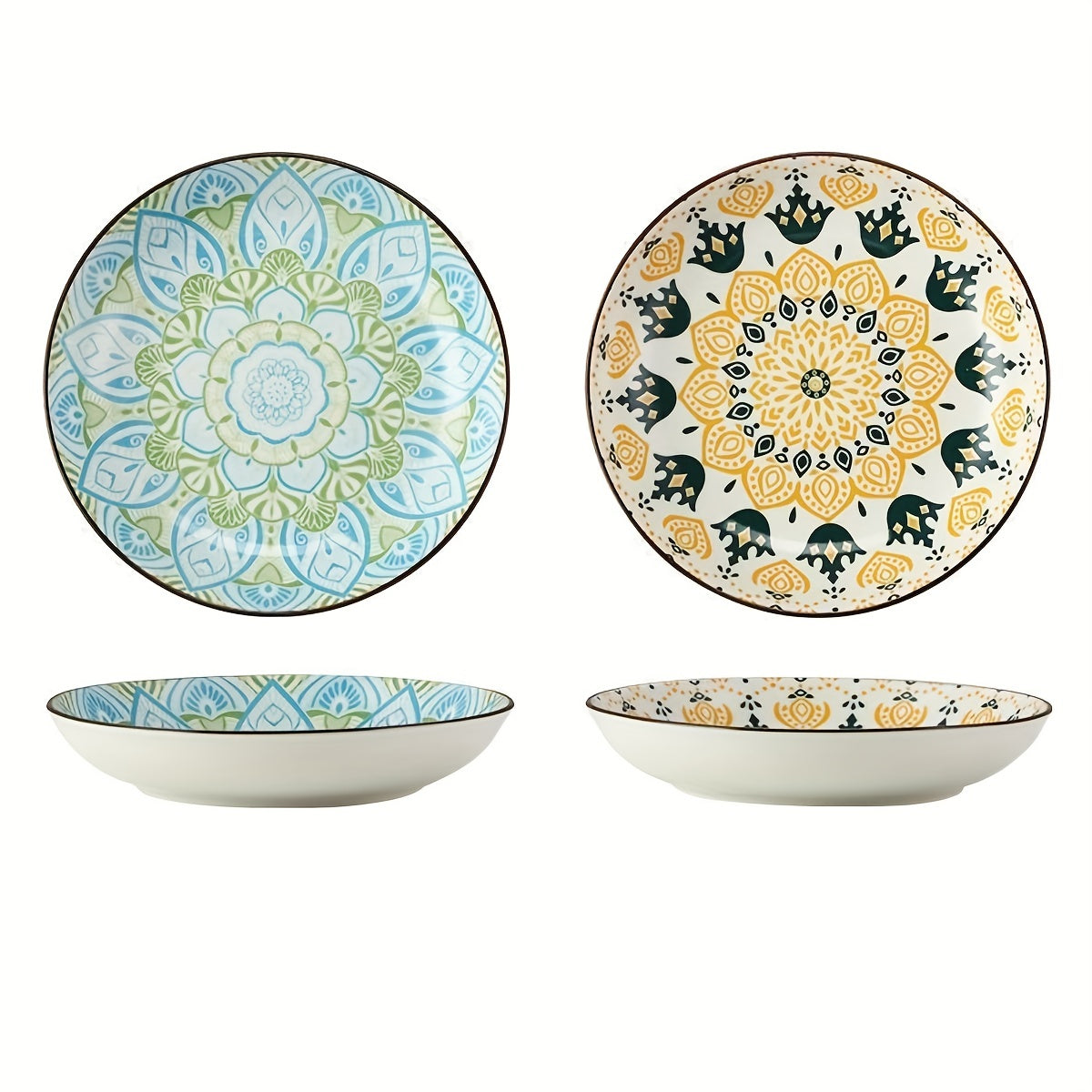 4 Pcs Ceramic Plate 20 32 Cm Floral Pattern Porcelain Dinner Plate