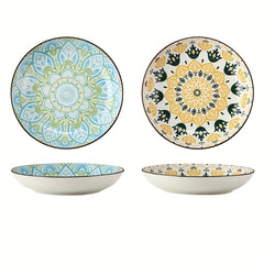 4 Pcs Ceramic Plate 20 32 Cm Floral Pattern Porcelain Dinner Plate