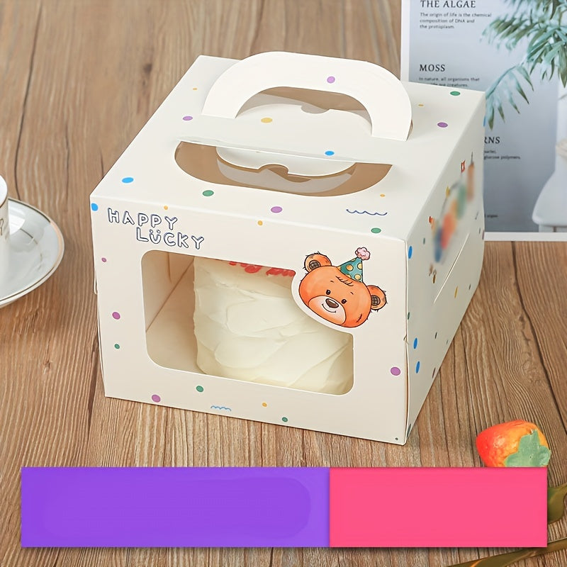 4 inch Small Cake Packaging Box Mousse Pastry Cartoon Window Box