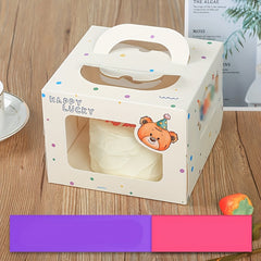 4 inch Small Cake Packaging Box Mousse Pastry Cartoon Window Box