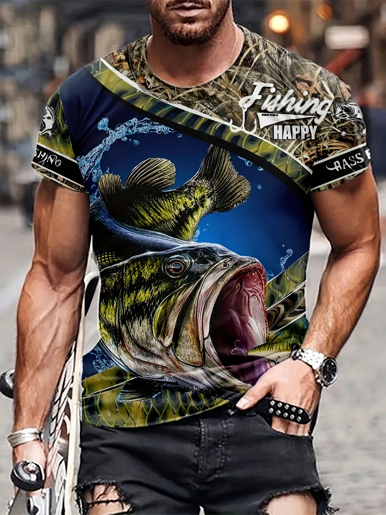 Men's Fishing T Shirt 3D Print Active Stretch Tee