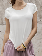 Quick Dry Cropped Top Short Sleeve Crew Neck Workout T-Shirt