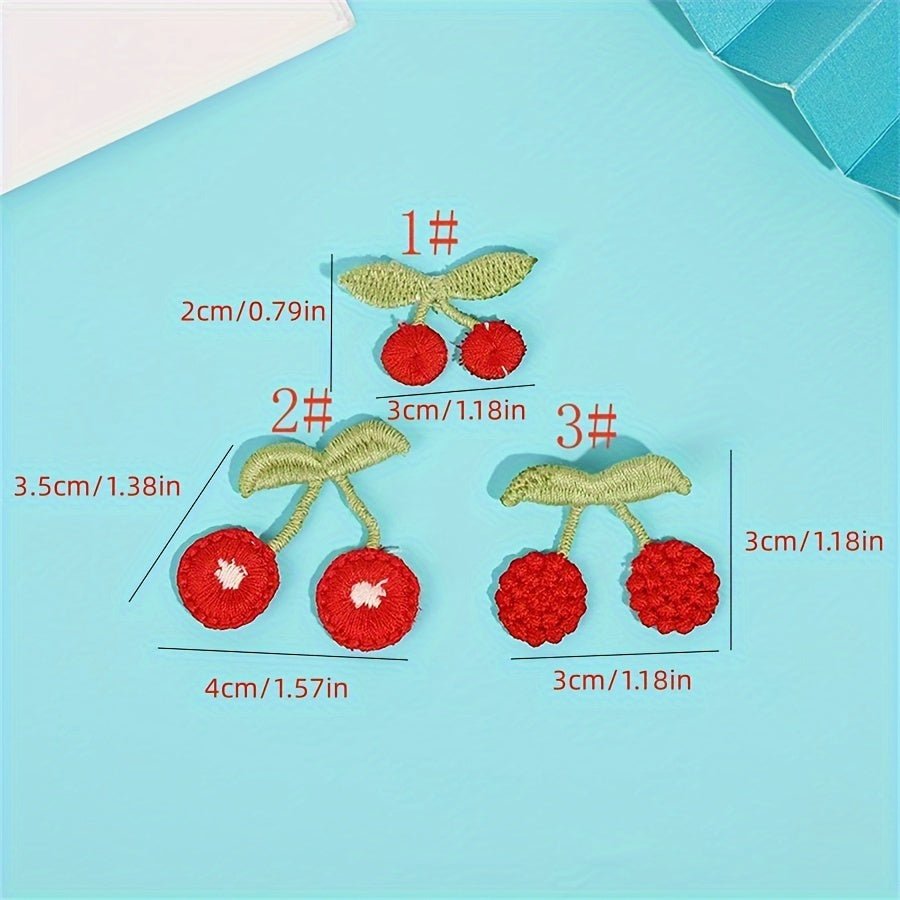 9pcs DIY Sewing Mini Cherry Embroidery Cloth Stickers