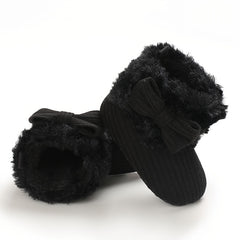 Bowknot Comfortable Boots For Baby Girls Soft Warm Plus Fleece Boots