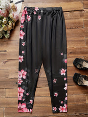 Women's Plus Floral Print Elastic Skinny Leggings
