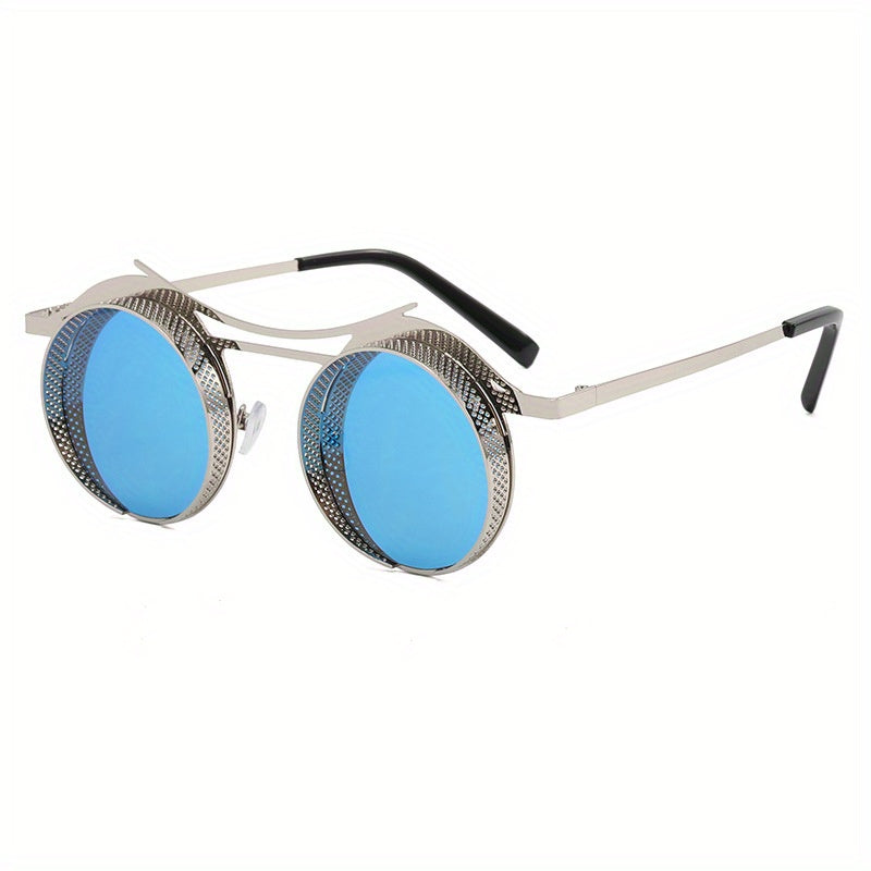 Steampunk Round Metal Sunglasses Mesh UV400 Shades Costume Party Club