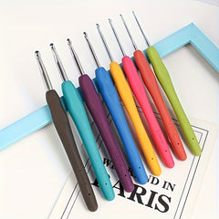 9pcs Colorful Sweater Crochet Set Soft Handle Weaving Tool for Arthritic Hands