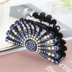 Rhinestone Fan shaped Hair Clip Acrylic Hairpin Headgear Ponytail Clip