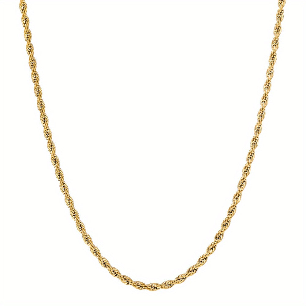 Stainless Steel Twist Chain Necklace Unisex Neck Jewelry