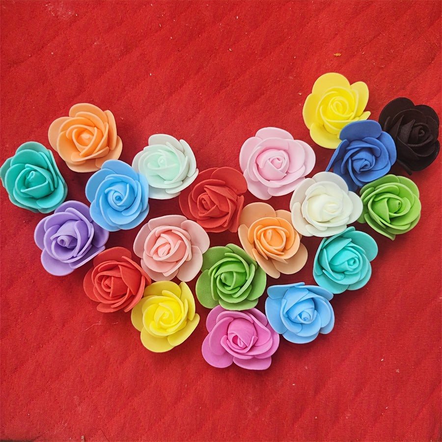 500pcs Mini Foam Rose Head 1.38in Artificial Rose Bear Flower
