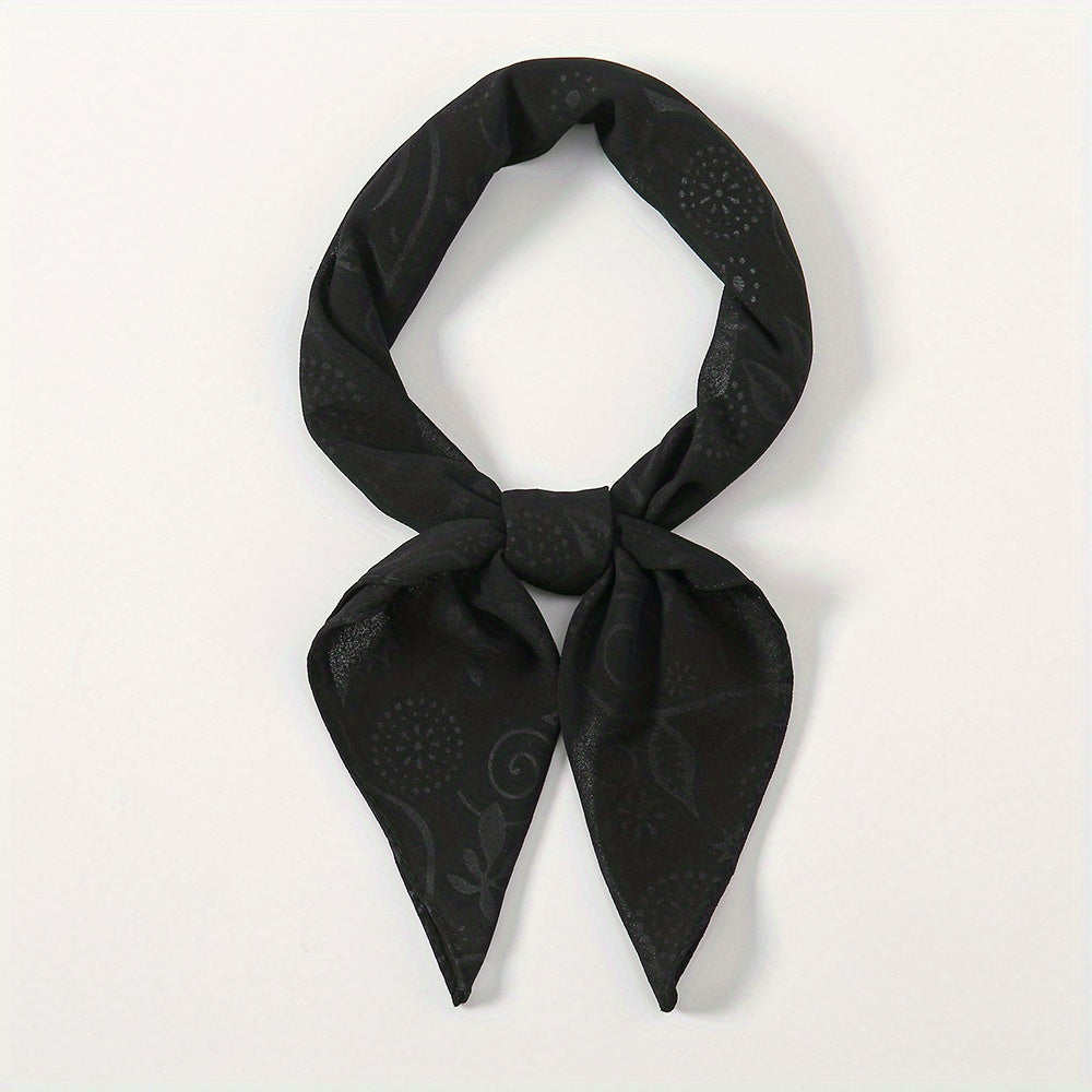 Embossed Chiffon Square Scarf Solid Bandana Head Wrap Neckerchief