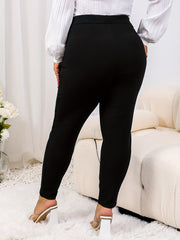  Solid High Rise Stretch Skinny Pants with Pockets