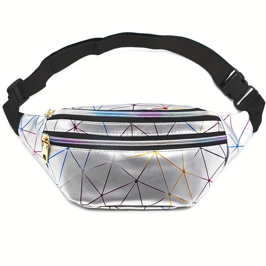 Holographic Fanny Pack Laser Geo Pattern Crossbody Bag