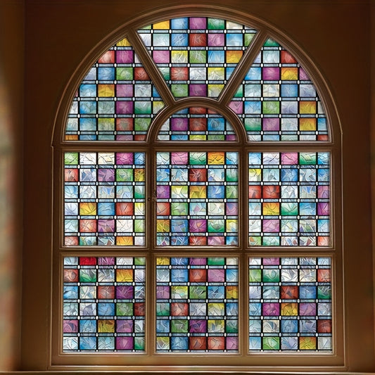 Colorful Mosaic Glass Window Sticker Privacy Protection Sunscreen UV Protection