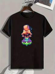 Skull Cartoon Print Men's Graphic Tee Casual Comfy Summer T shirt