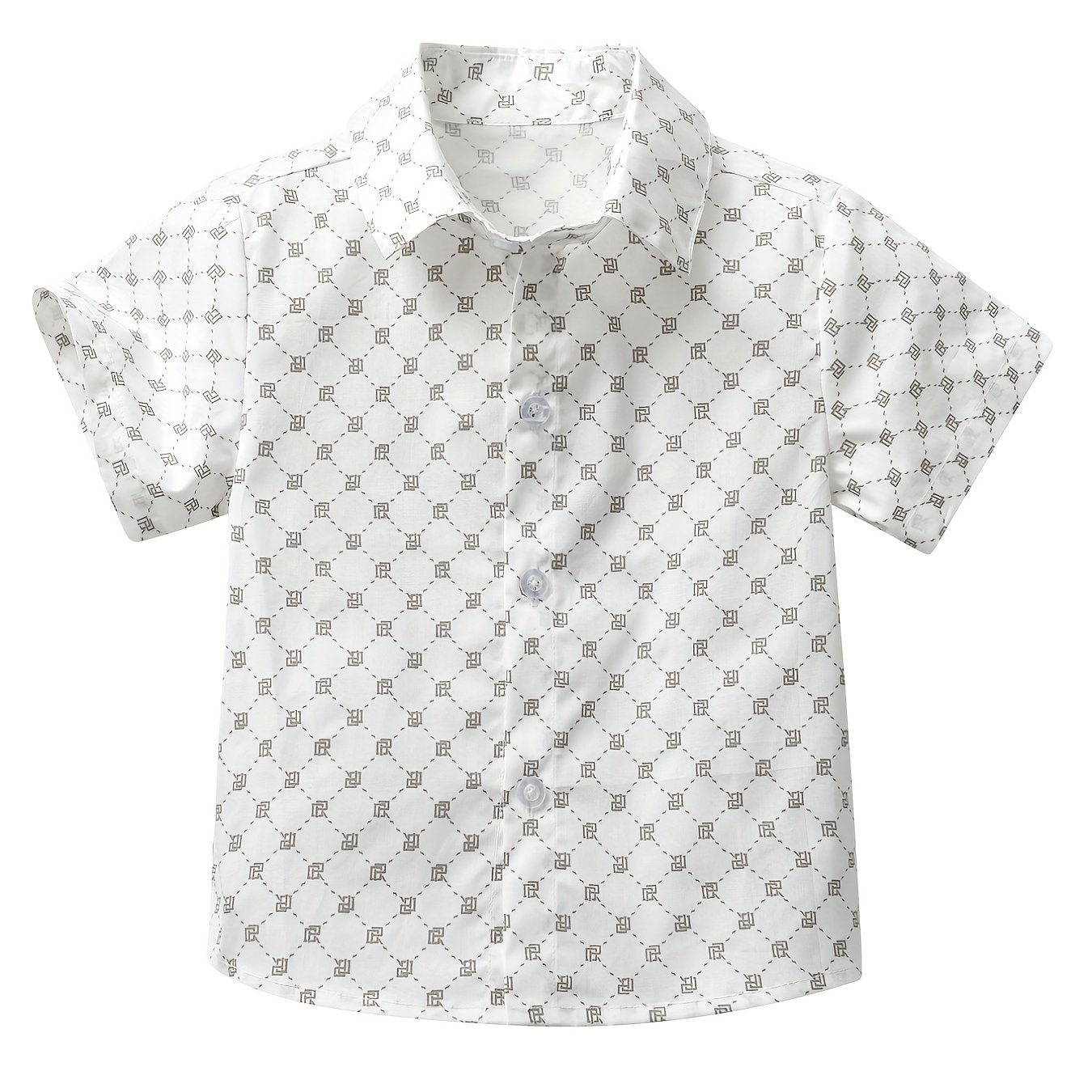 Boys Allover Print Short Sleeves Shirt Preppy Style For Summer Kids Clothes
