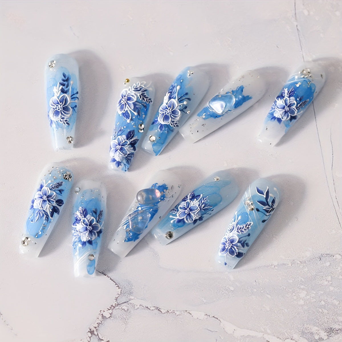 Purple Flower 5D Nail Stickers for Effortless Glamour