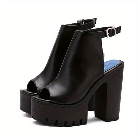 Women's Platform Block High Heels Ankle Buckle Strap Sandals