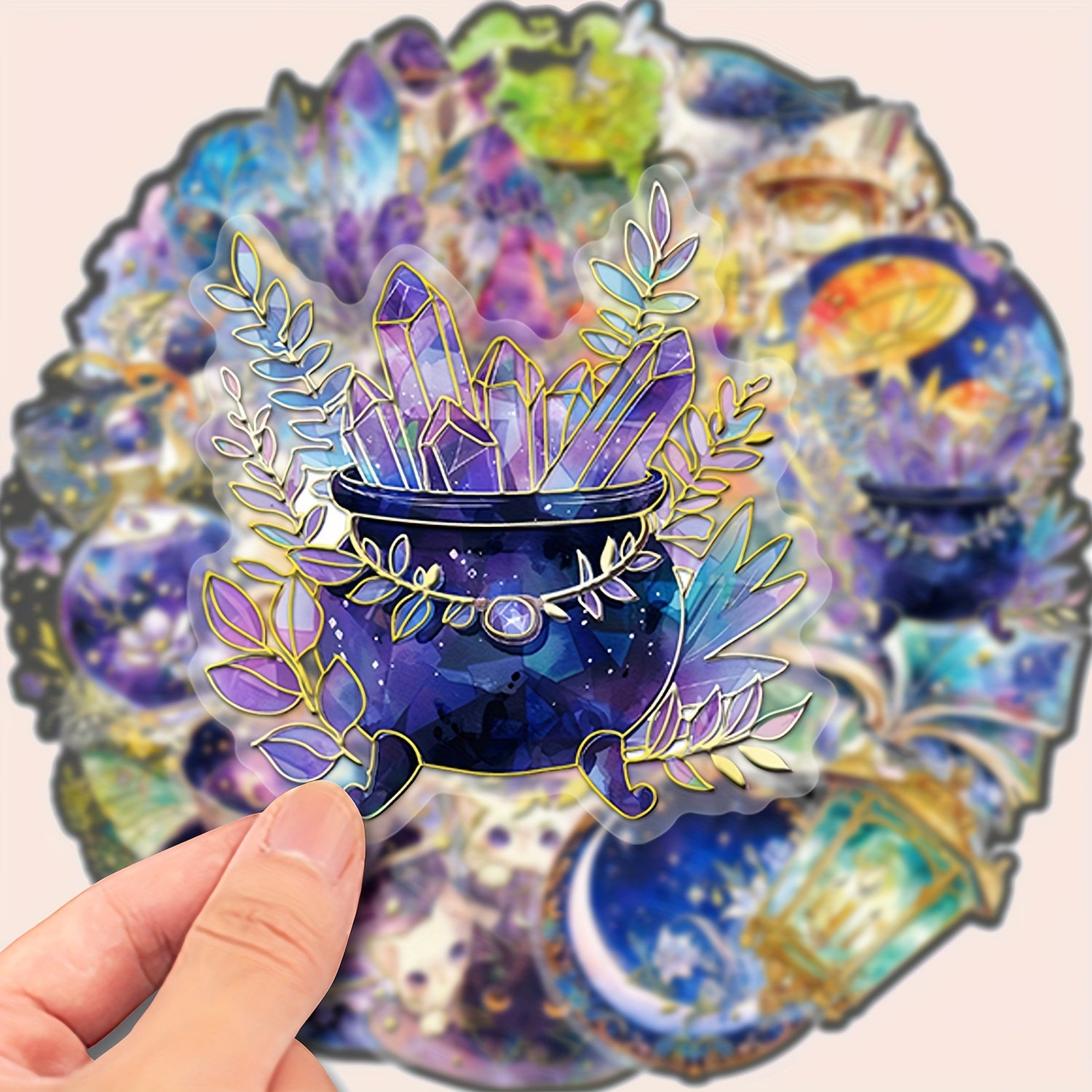 30pcs Transparent Witchcraft Crystal Stickers for DIY Crafts Laptop Guitar