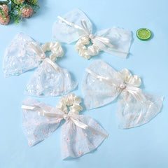 Lace Scrunchies Sequin Bow Hair Tie Faux Pearl Ribbon Bow Hair Rope