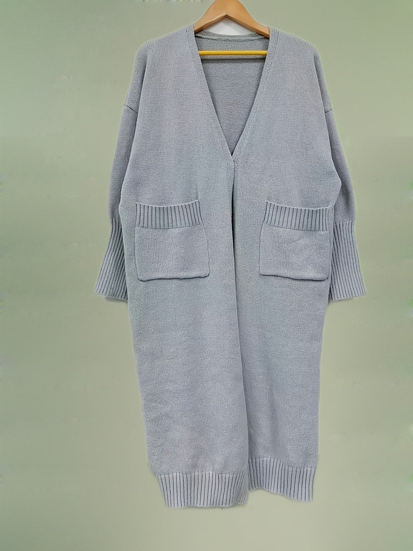  Long Sleeve Open Front Cardigan With Pockets